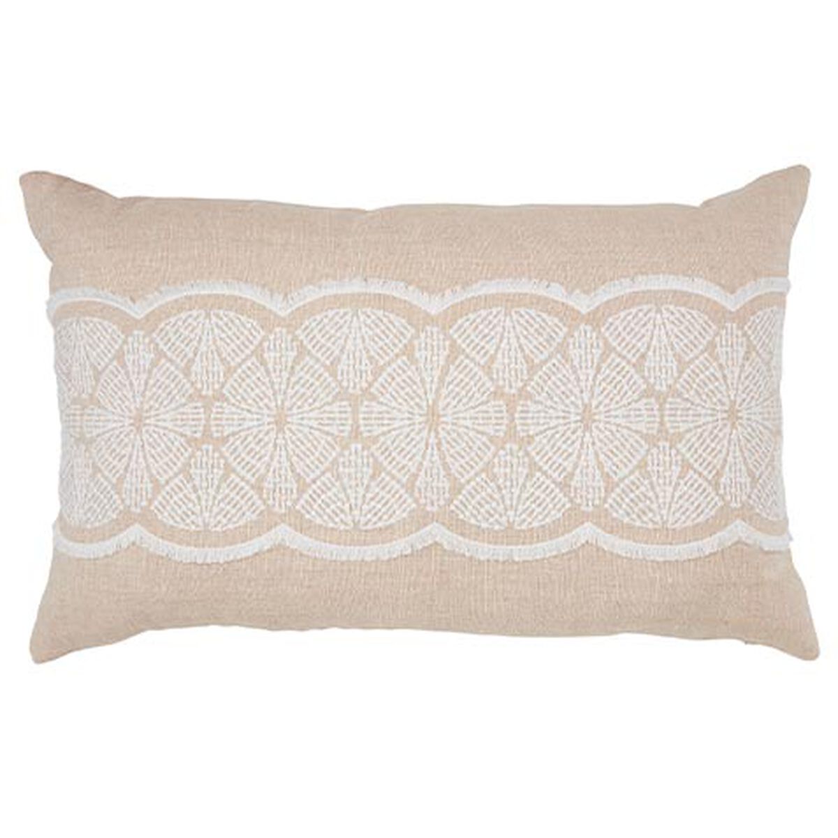 Linen Pillow with White Embroidery