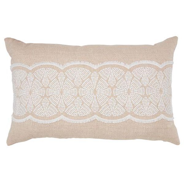 Linen Pillow with White Embroidery