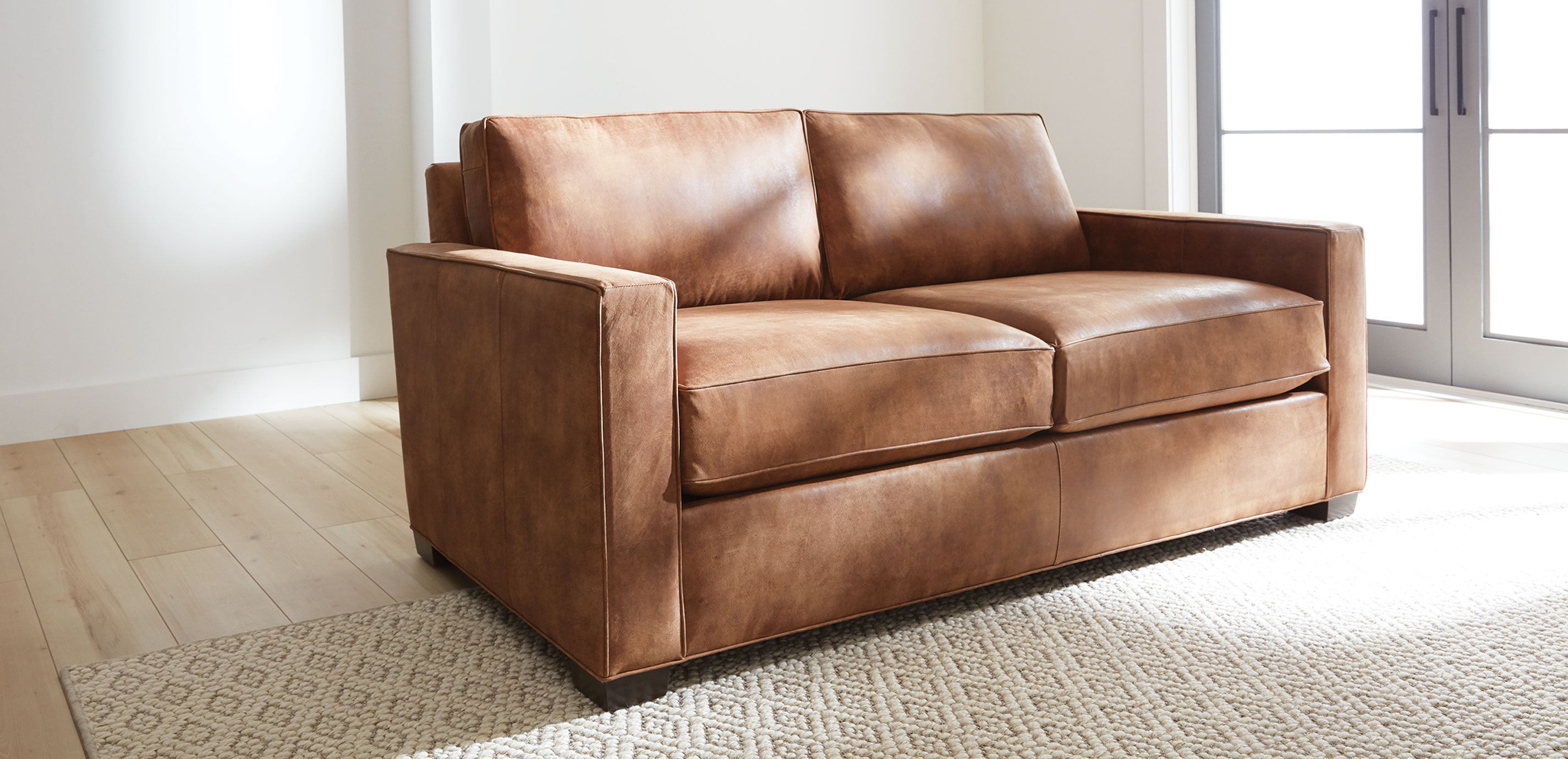 Spencer Leather Track-Arm Sleeper - Queen