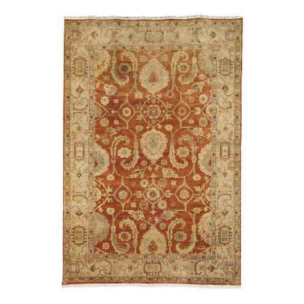 Indo Herat Rug, Rust/Ivory