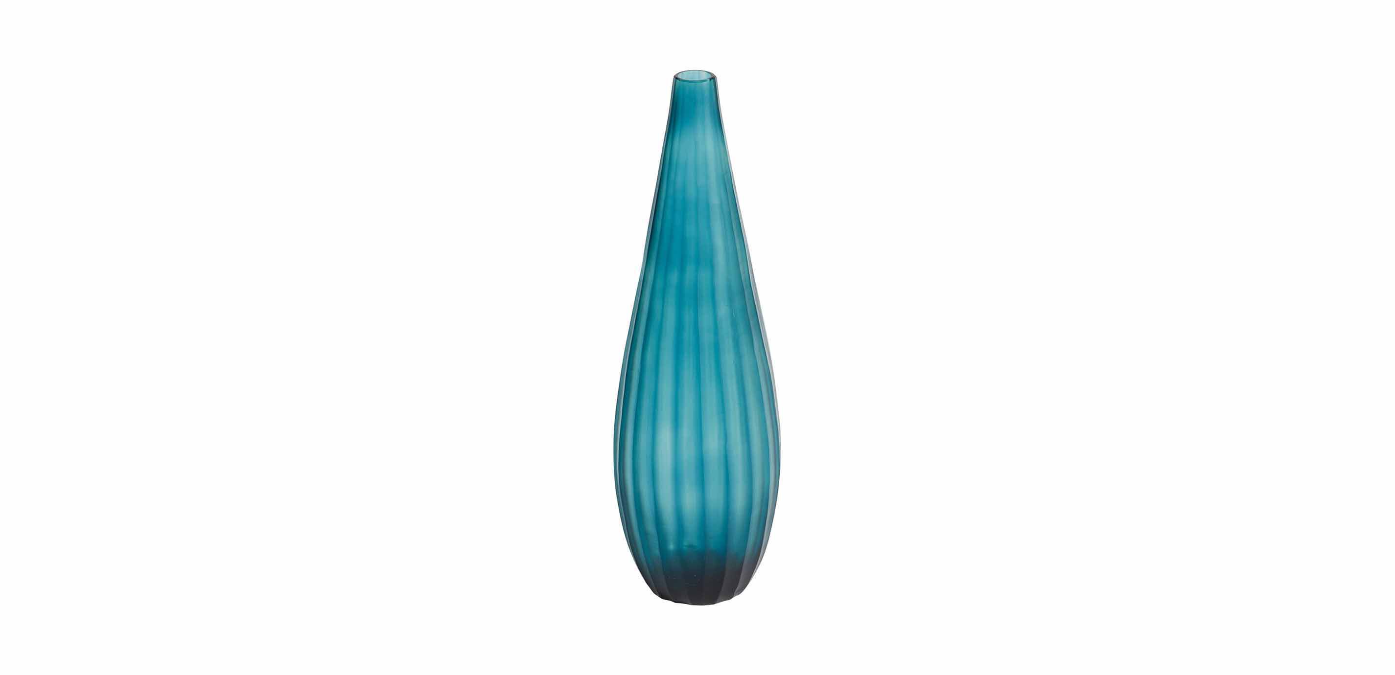 Large Teal Ribbed Vase Vases Ethan Allen