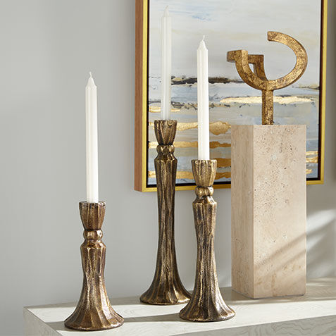 Caspius Antique Brass Candlestick Product Tile Hover Image 432484MST