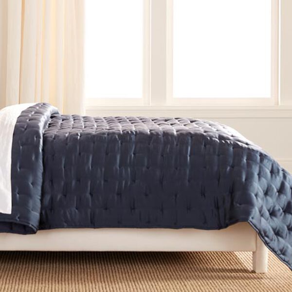 Washed Silk Full/Queen Coverlet, Navy