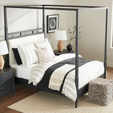 Arya Upholstered Poster Bed Product Tile Hover Image C55650