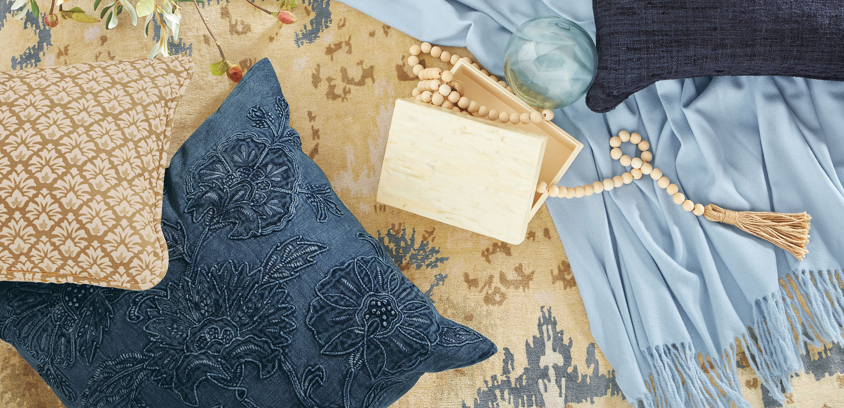 Overdyed Blue Floral Pillow_2