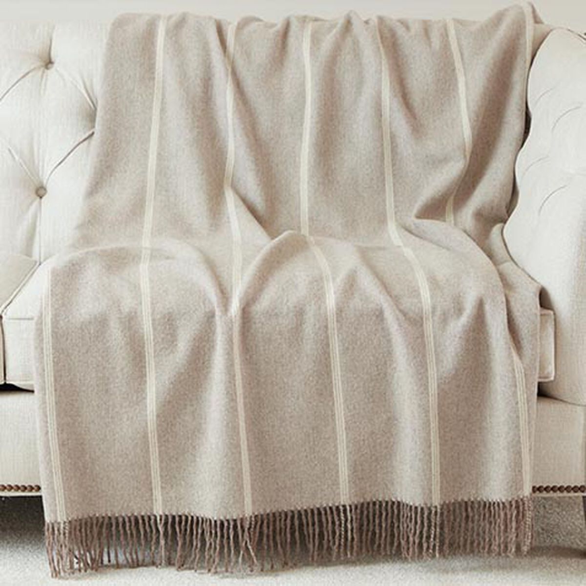 Herringbone Stripe Alpaca Throw