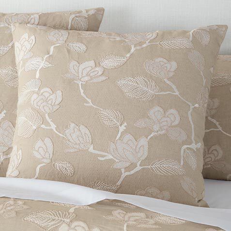 Linen-Blend Floral Embroidered Euro Sham image