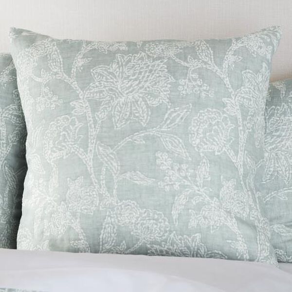 Floral Jacquard Euro Sham, Aqua