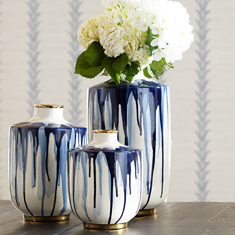 Danya Blue Ceramic Drip Vase Product Tile Hover Image 432460