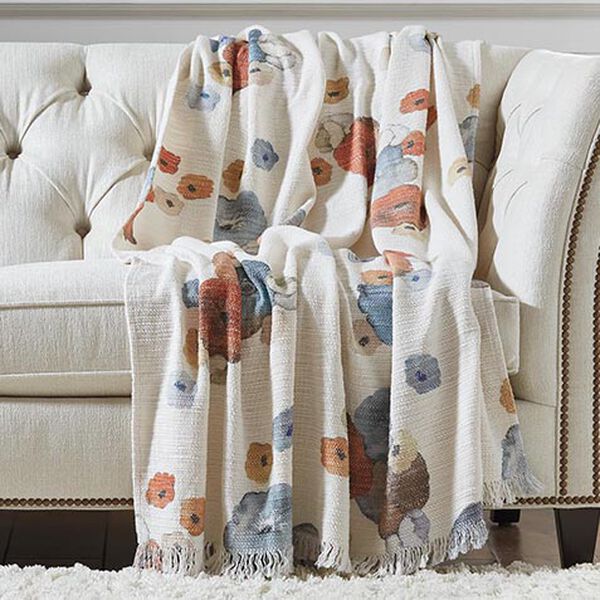 Washed Cotton Floral Throw