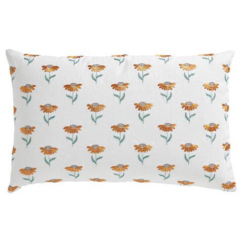 Embroidered Mini Sunflower Lumbar Pillow image