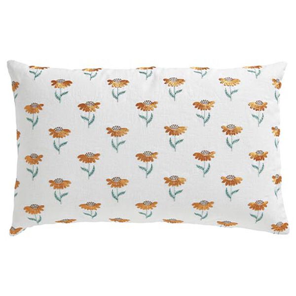 Embroidered Mini Sunflower Lumbar Pillow