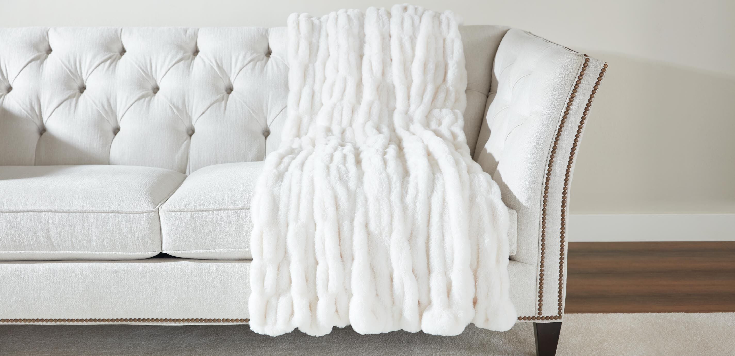 Ruched Faux Fur Throw