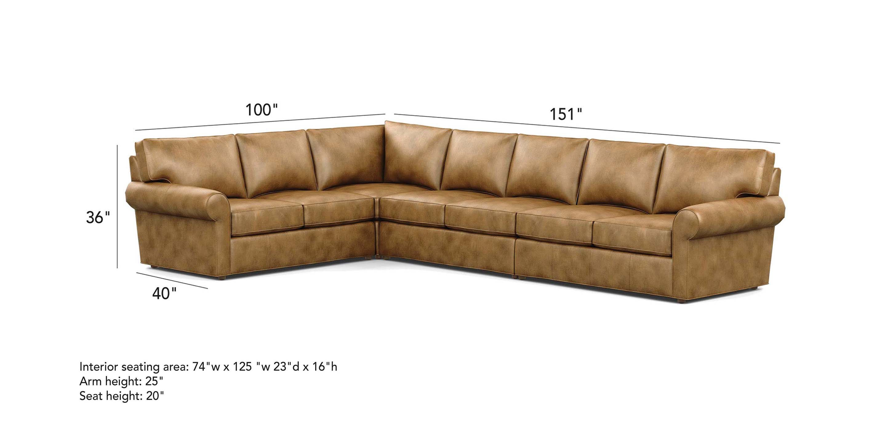 Retreat Leather Large RollArm Sectional Ethan Allen