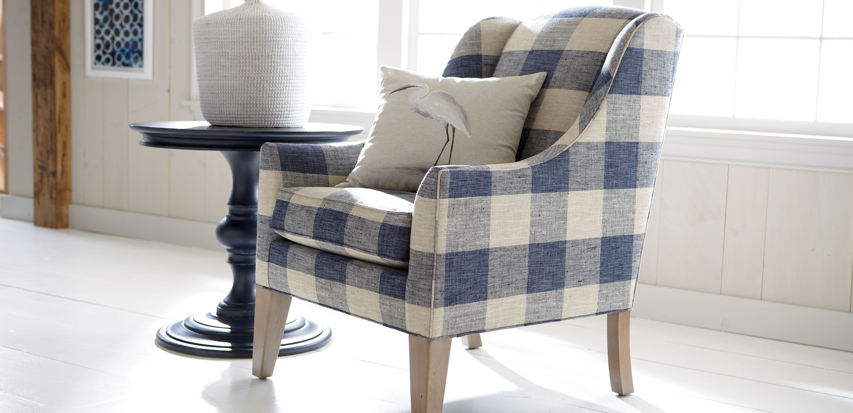 Ethan allen buffalo check chair clearance