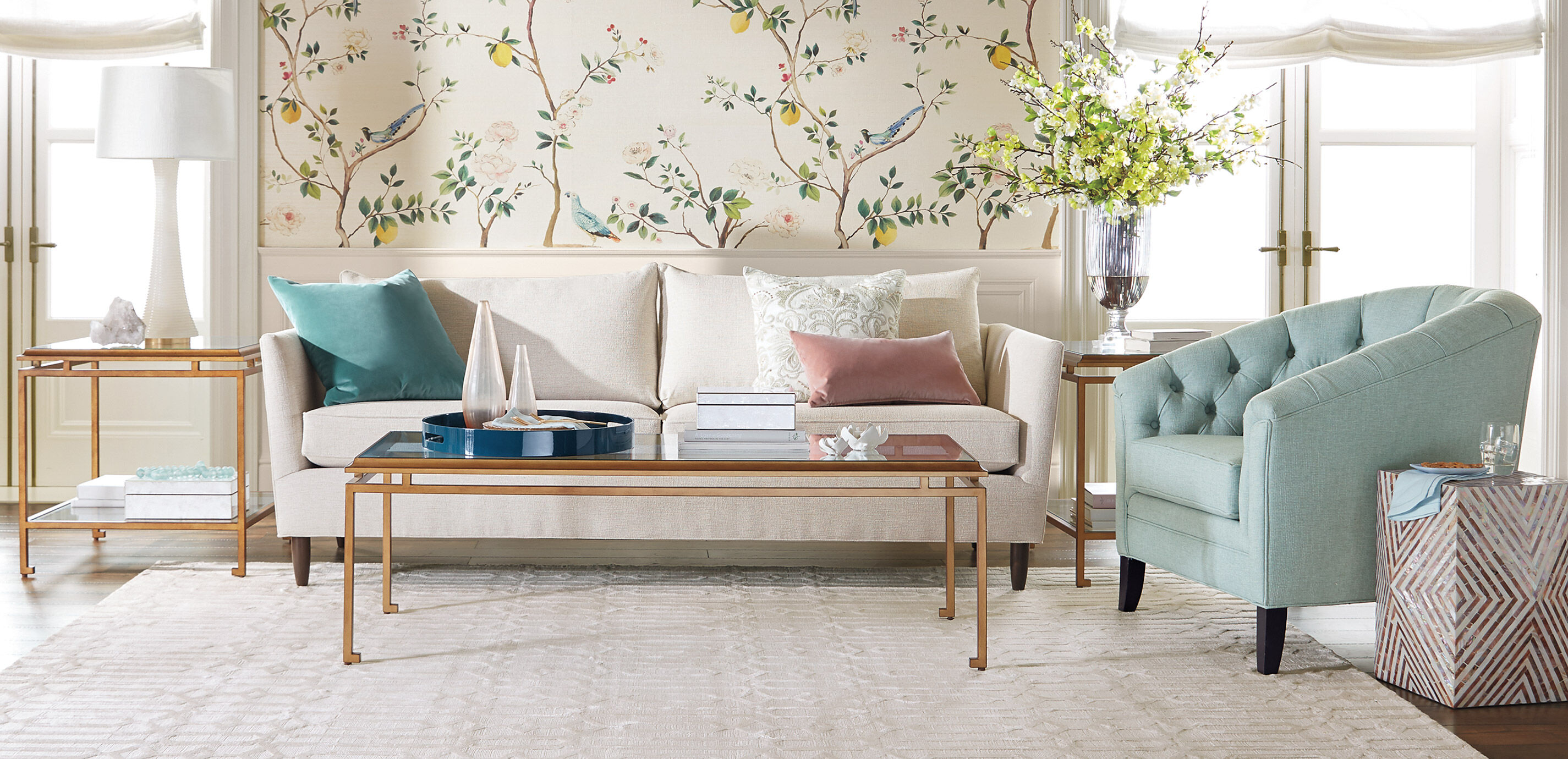 Carlen Sofa, Ready to Ship Modern FlareArm Sofa Ethan Allen