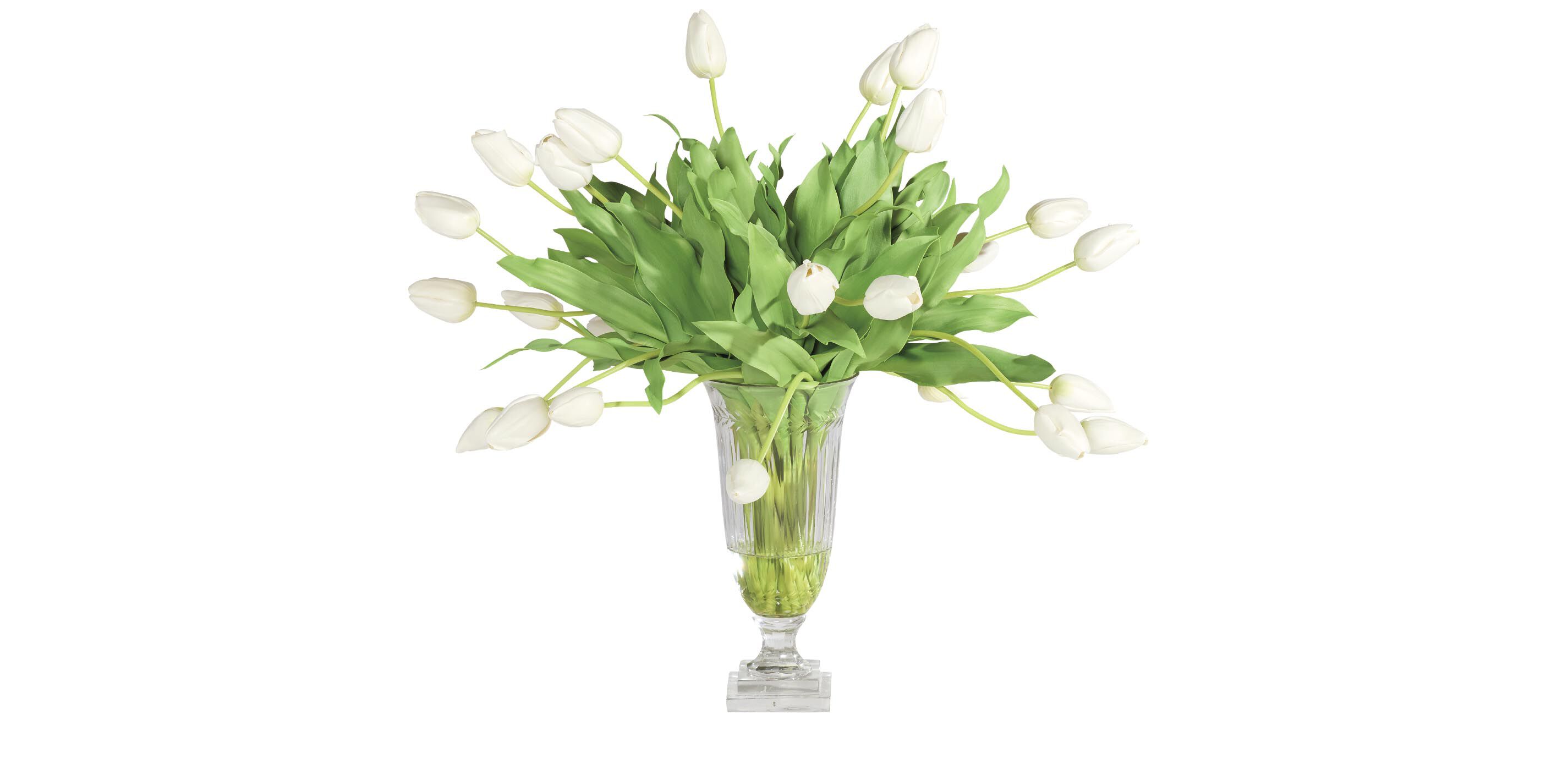 White Tulip Bouquet in Cut-Glass Vase_1