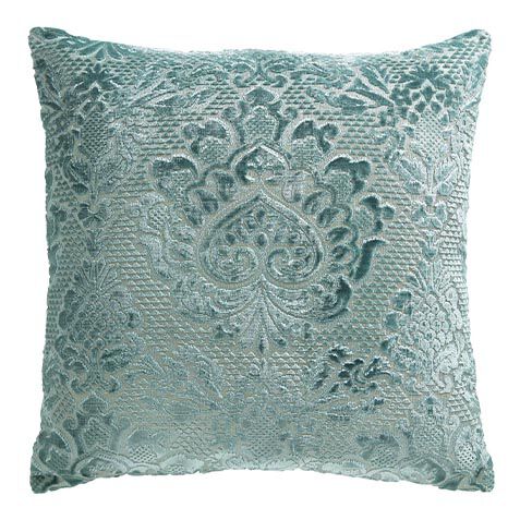 Modern Damask Silk Velvet Square Pillow, 20" image