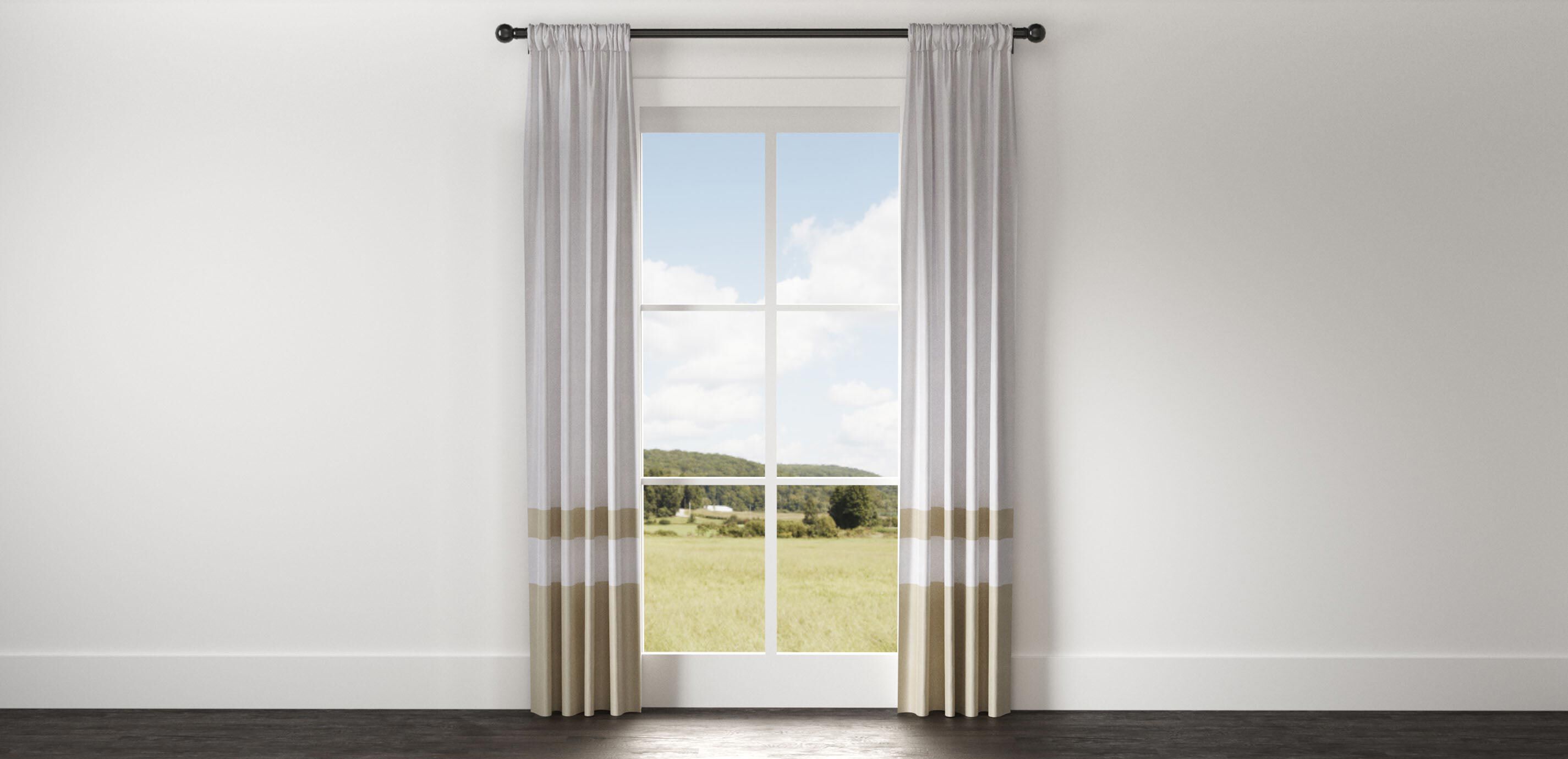 Satin Dupioni Drapery Panel with Trim Border