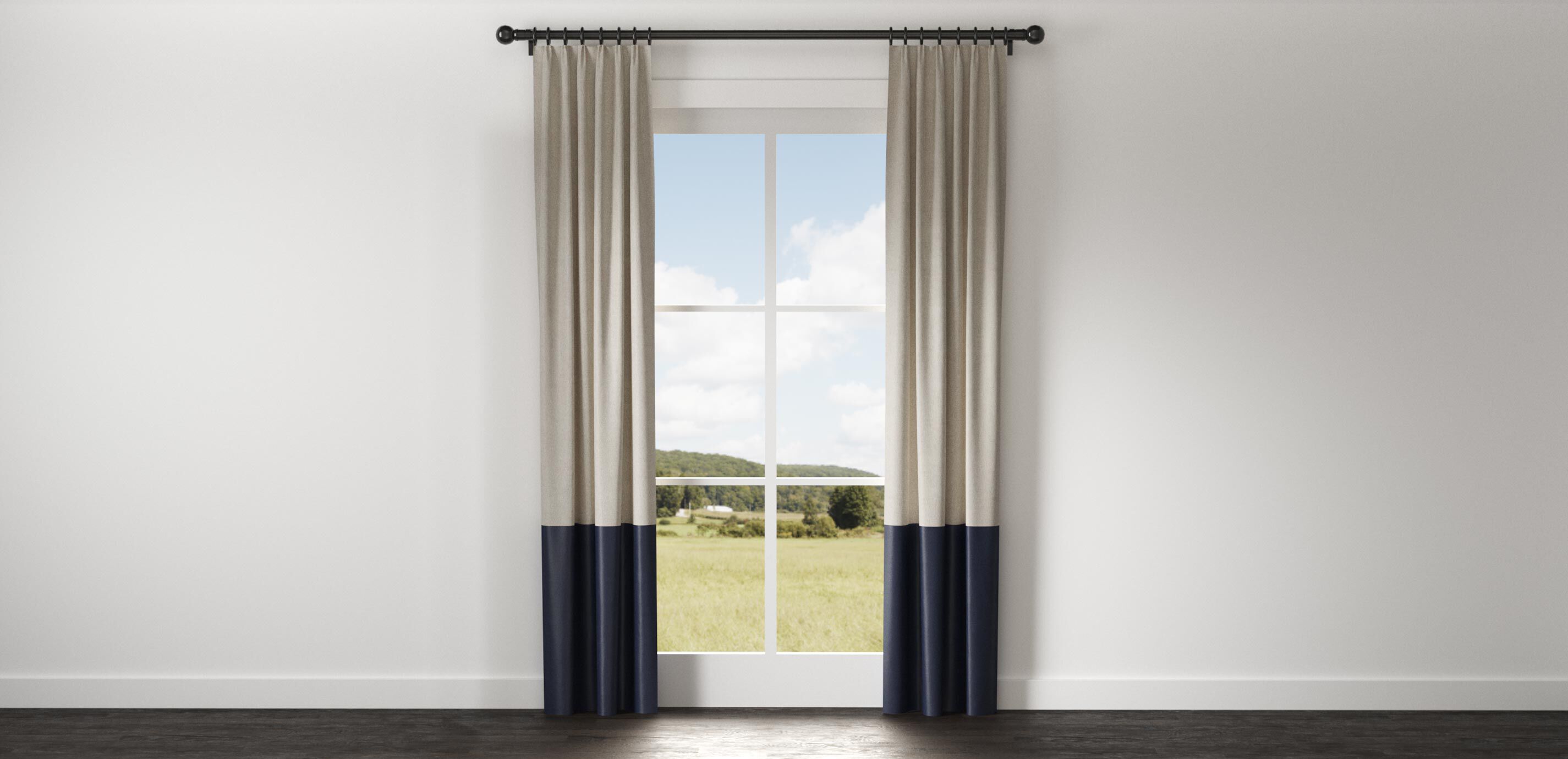 Sayre Washed Linen Drapery Panel with Trim Border