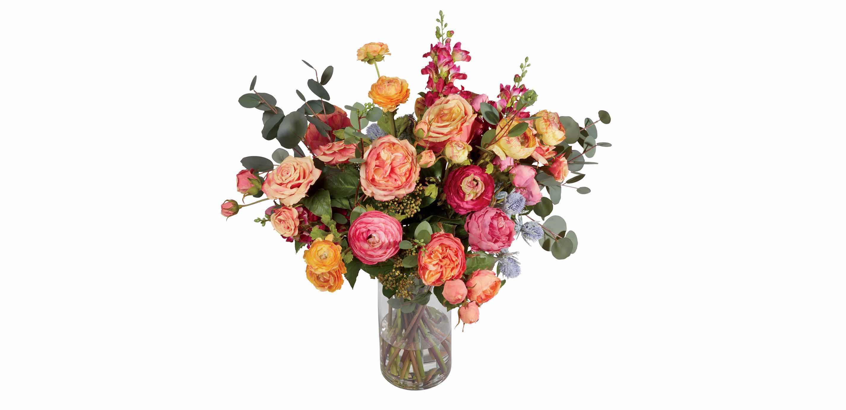 Tall Ranunculus & Roses Mix in Glass_1