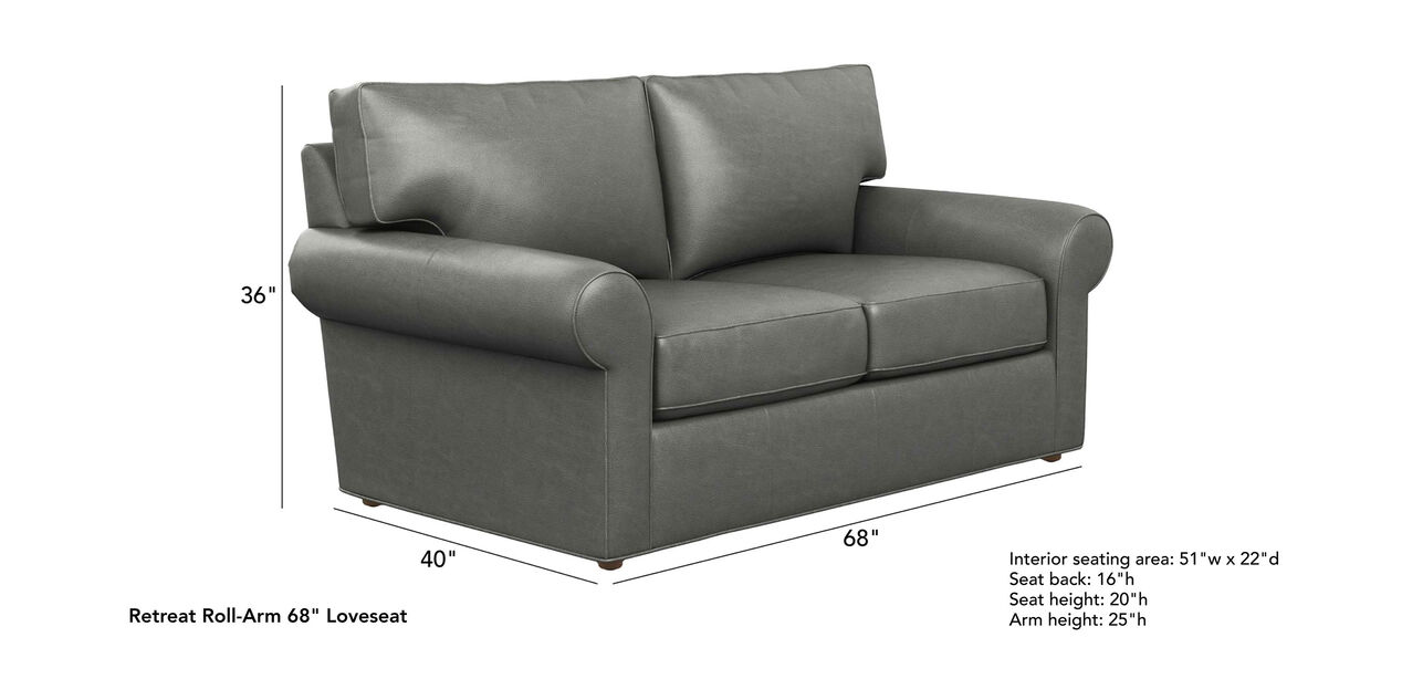 Retreat RollArm Leather Sofa, Quick Ship Sofas & Loveseats Ethan Allen
