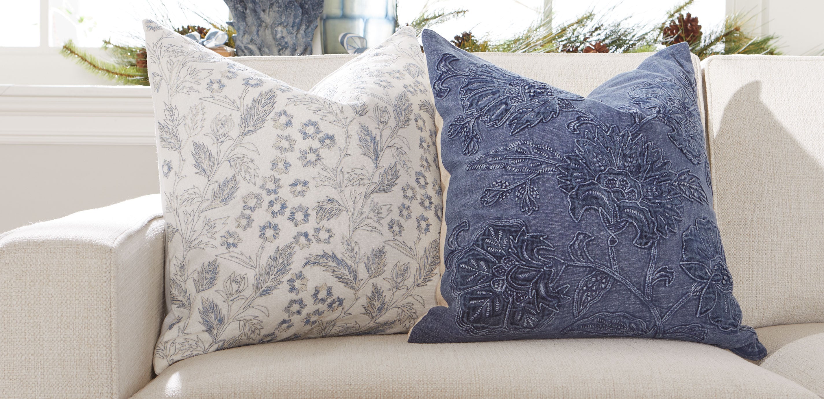 Blue Floral Scribble Pillow_5