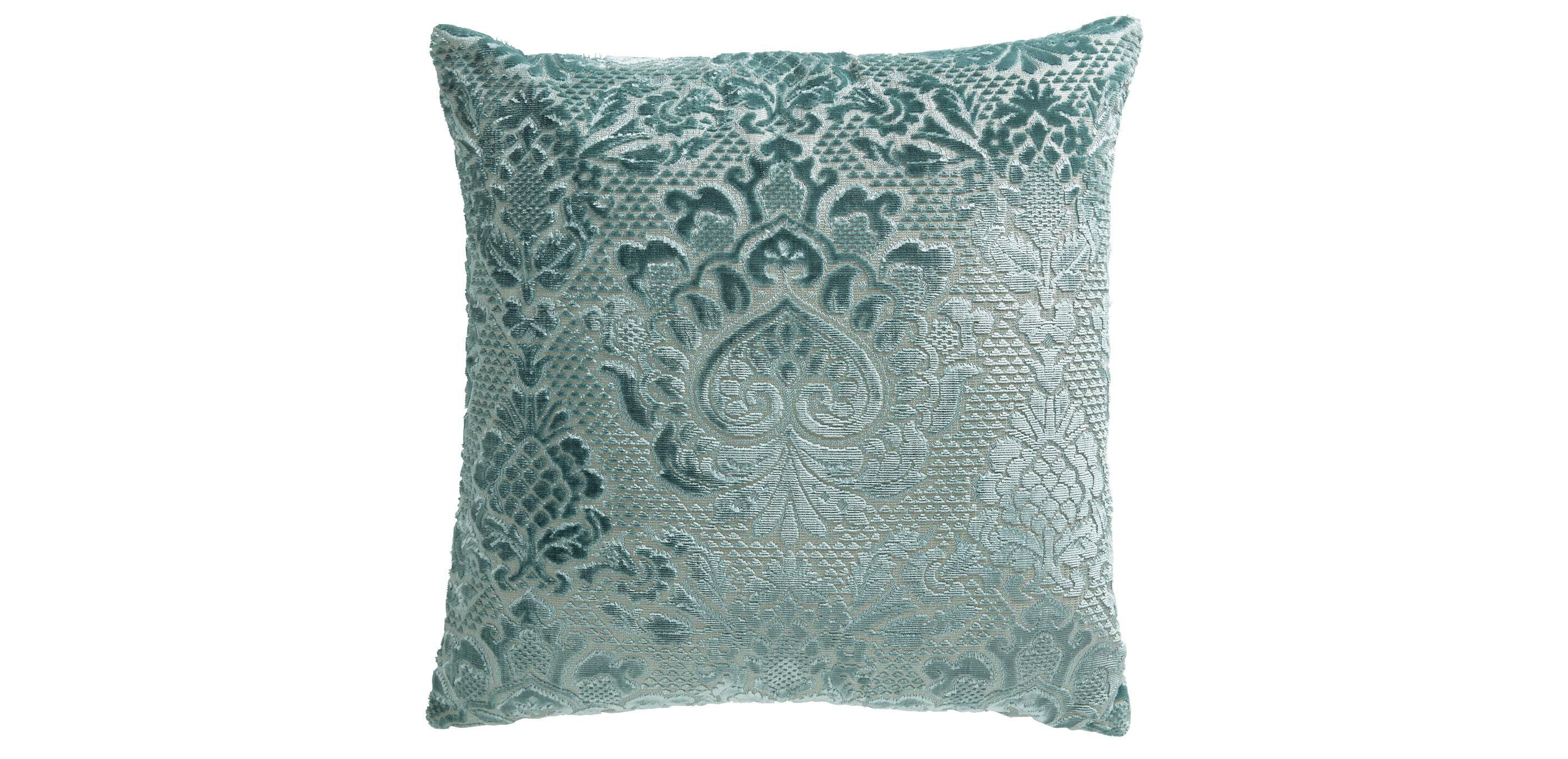 Modern Damask Silk Velvet Square Pillow, 20"_1