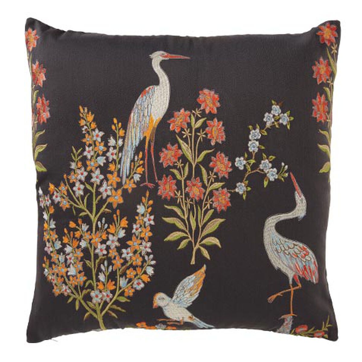 Embroidered Crane Pillow