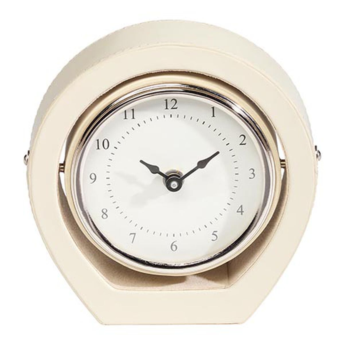 Ivory Leather Desk Clock