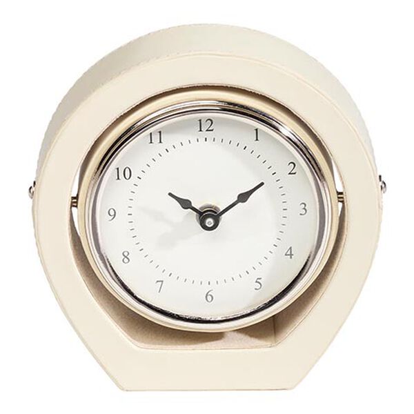 Ivory Leather Desk Clock