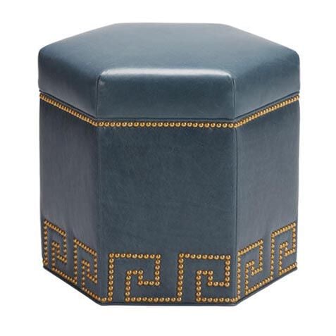 Viviette Leather Hexagon Ottoman image