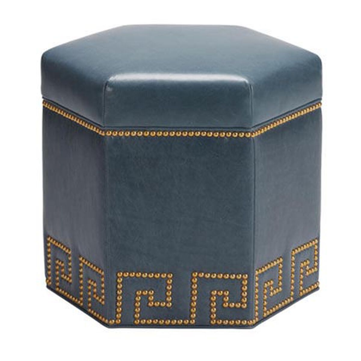 Viviette Leather Hexagon Ottoman