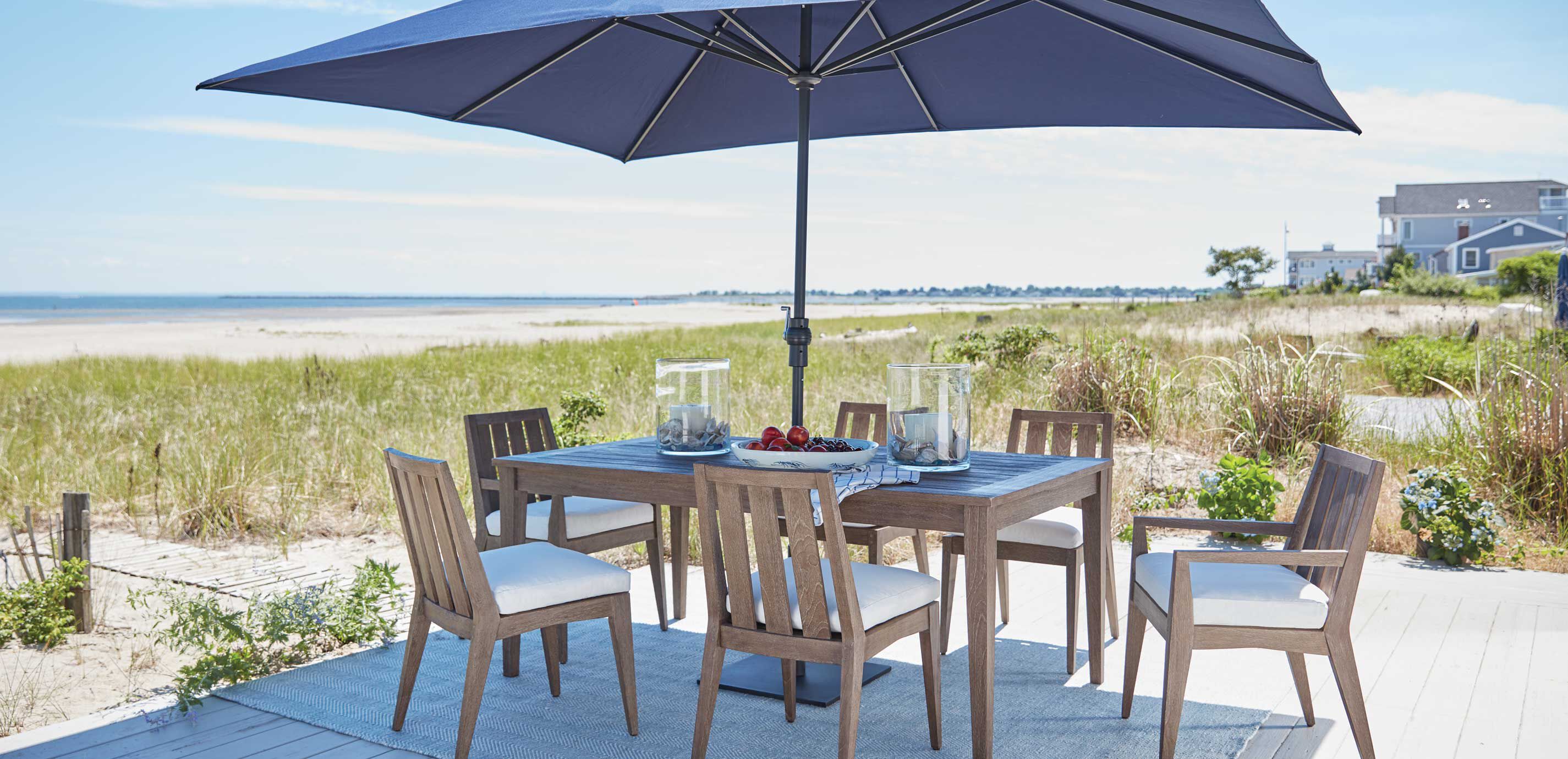 Bridgewater Cove Teak Outdoor Dining Table Ethan Allen Outdoor