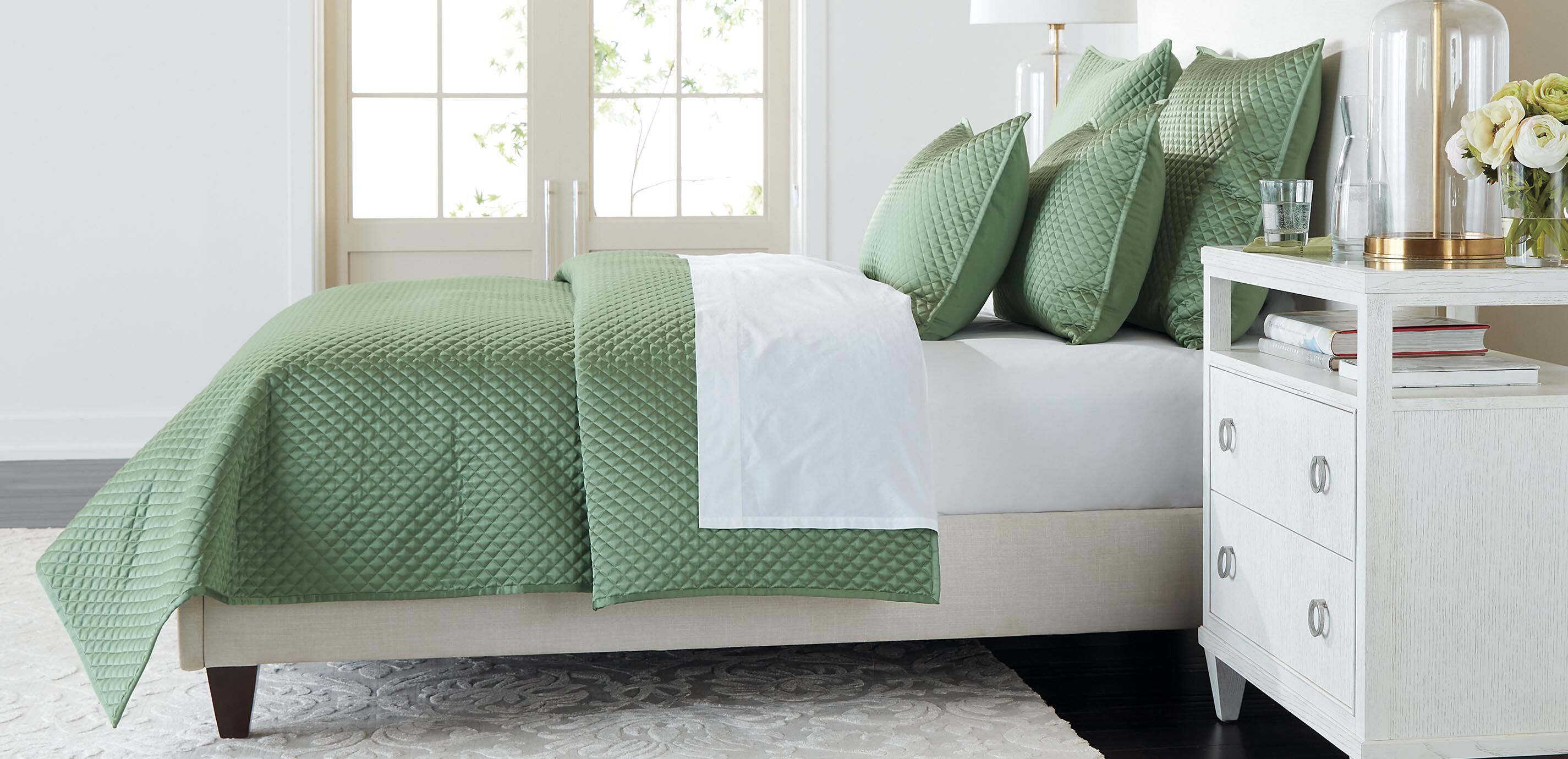 Salena Quilted Coverlet and Shams Set, Sage_1