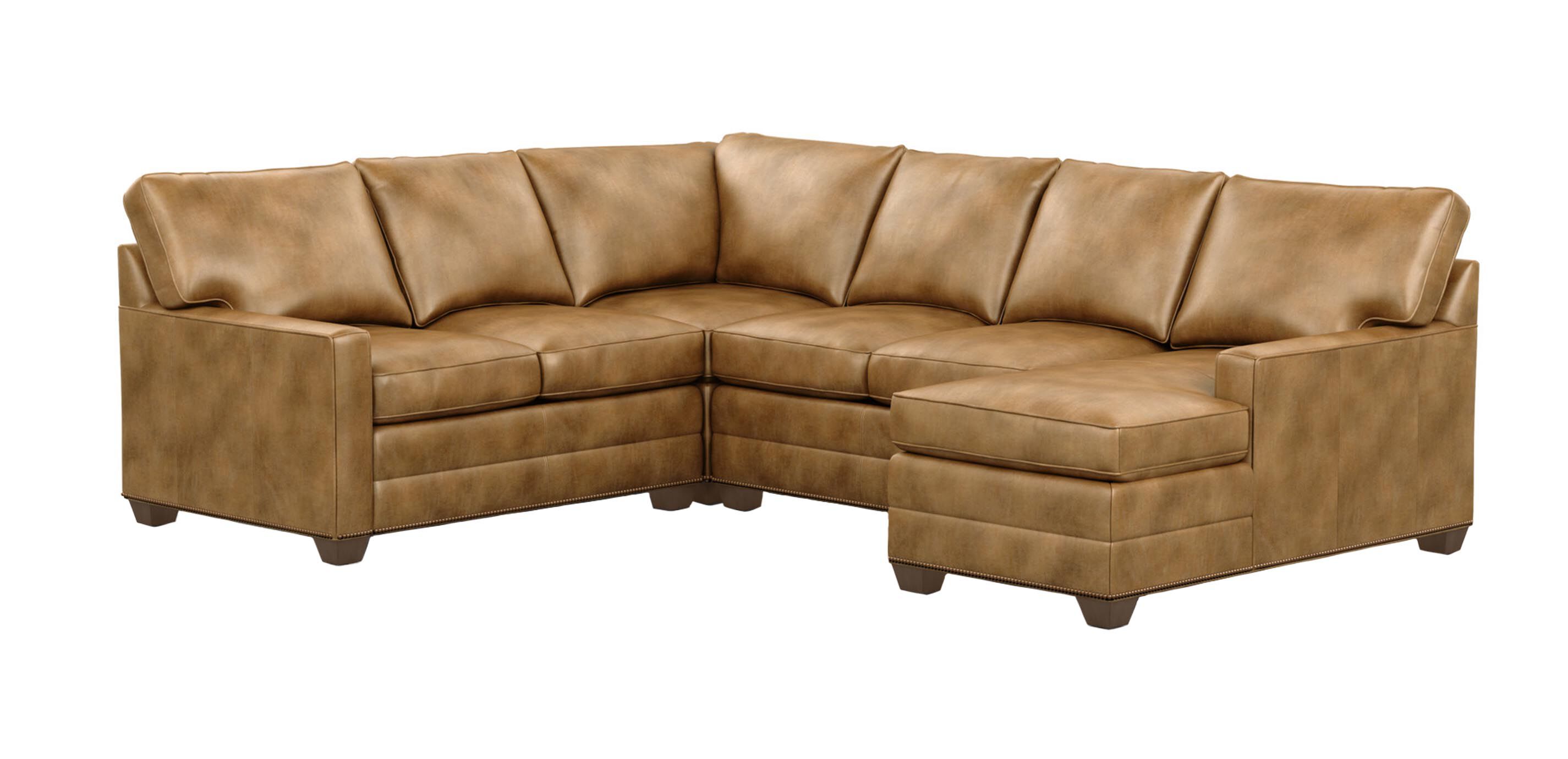 Bennett Track Arm Leather Four Piece Sectional with Chaise Ethan