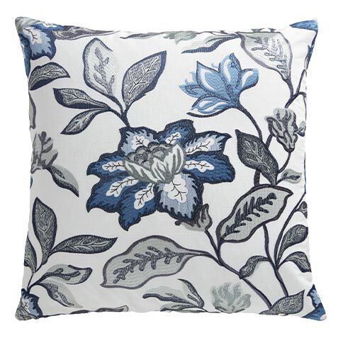 Blooming Floral Embroidered Square Pillow, 22" image