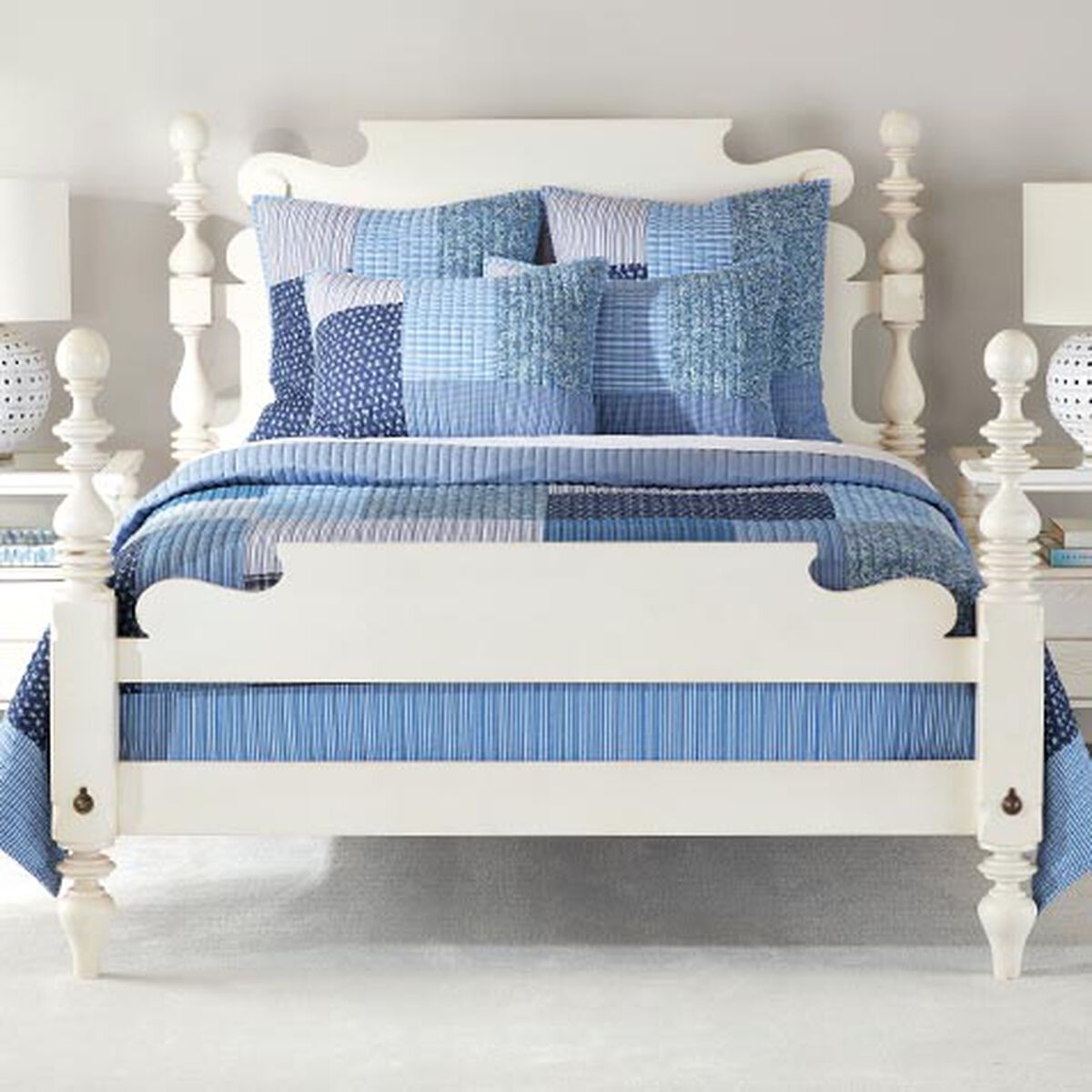 Mixed Patchwork Navy Quilt and Shams Set