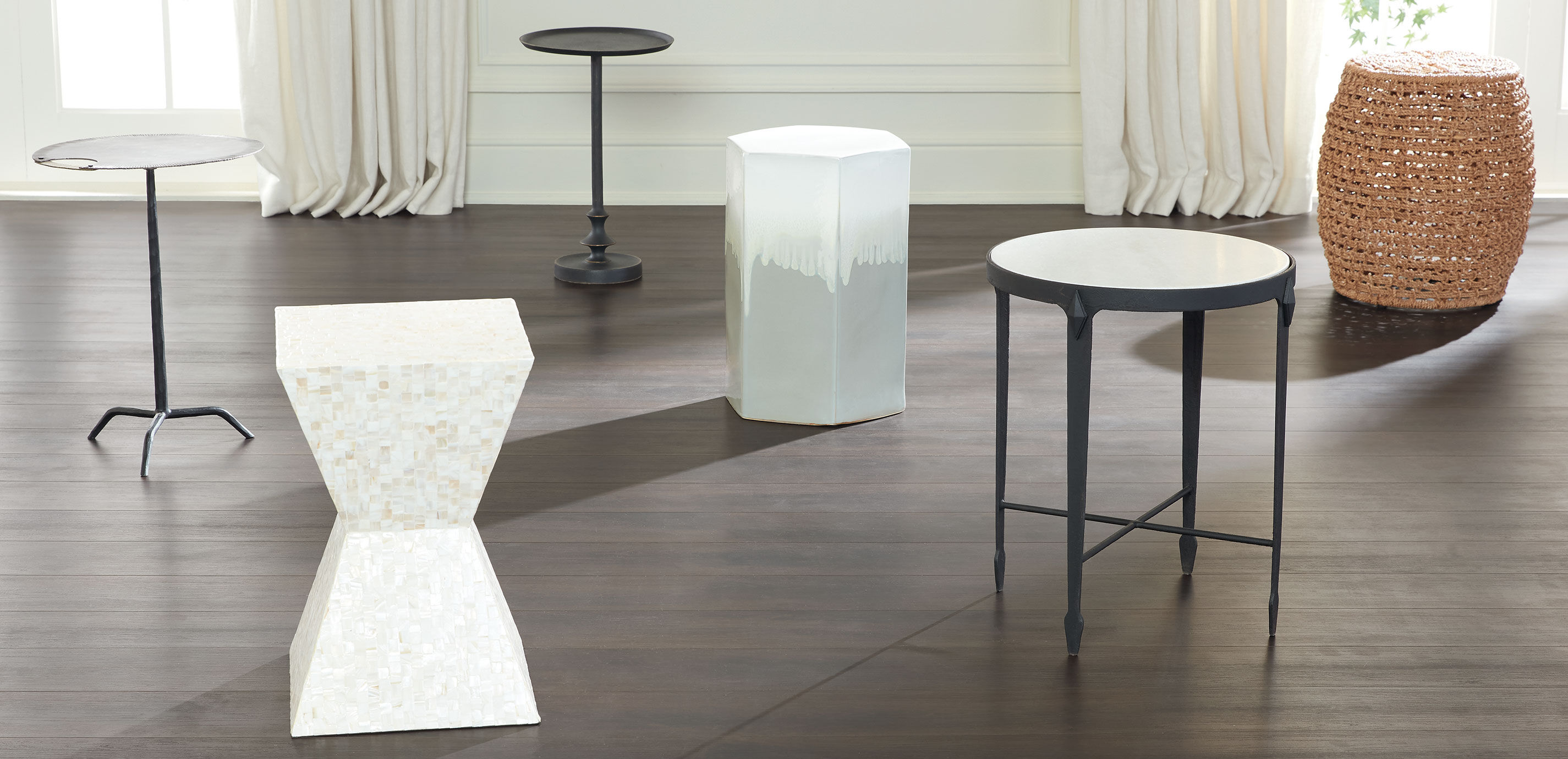 Tessa Antique Nickel-Finish Side Table | Ethan Allen