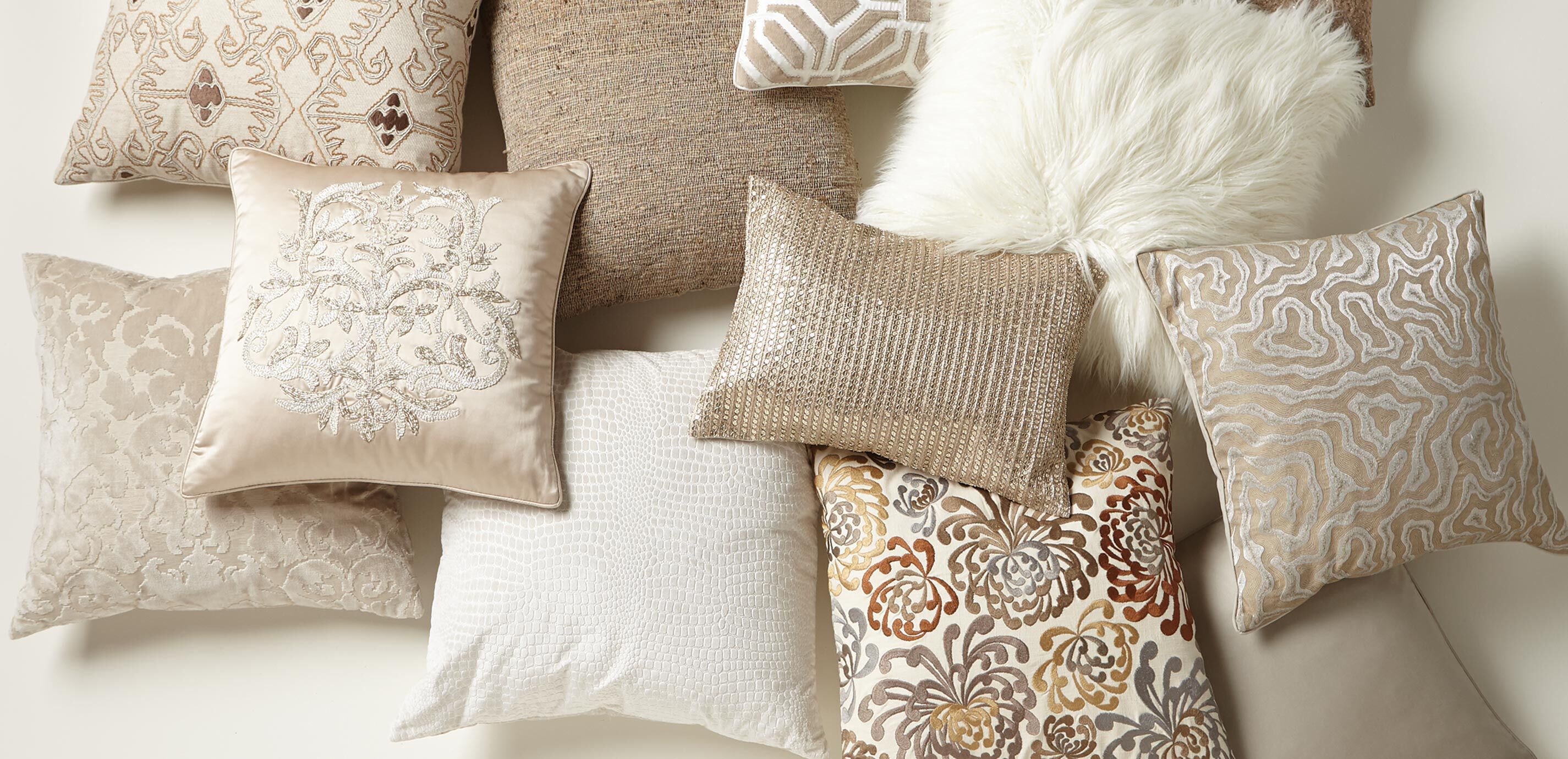 Sequined Pillow Taupe Ethan Allen