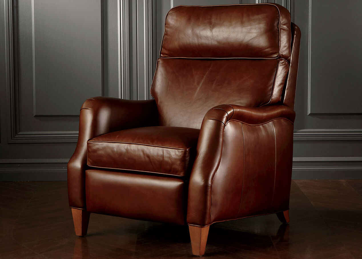 Aiden Leather Recliner, Old English/Saddle Recliners Ethan Allen