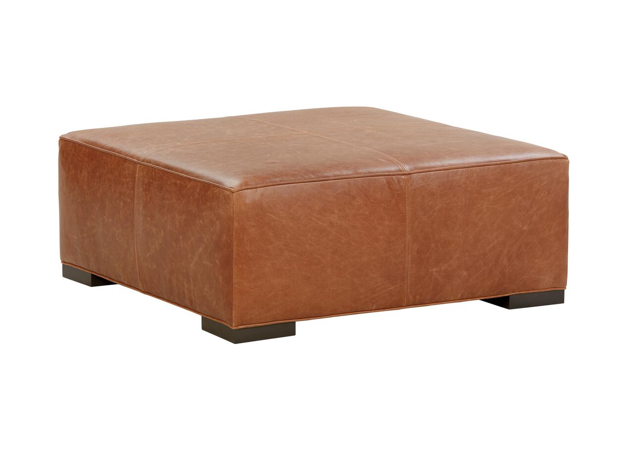 Miles Leather Cocktail Ottomans Ottomans & Benches Ethan Allen