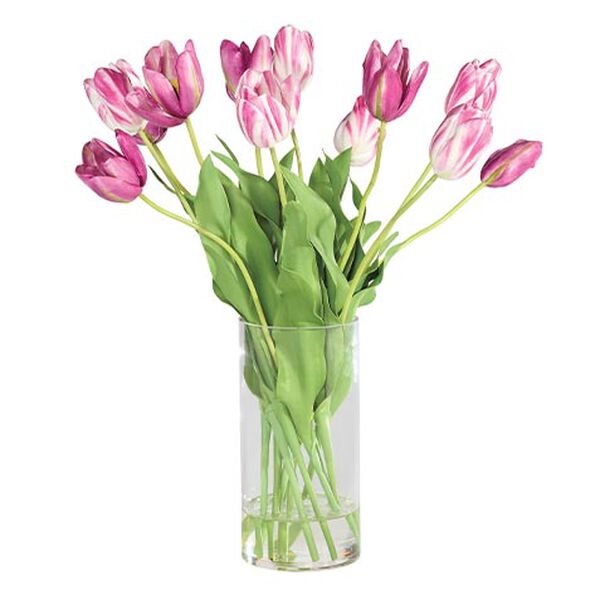 Light Purple Tulip Bouquet in Cylinder Vase