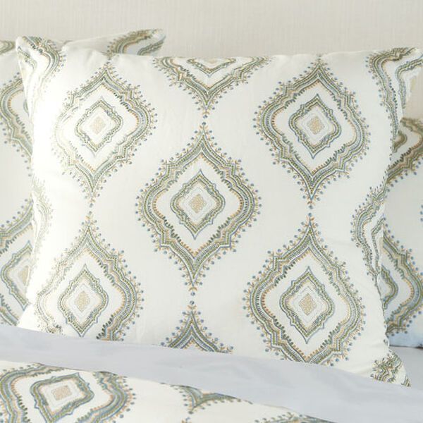 White & Green Embroidered Euro Shams (set of 2)