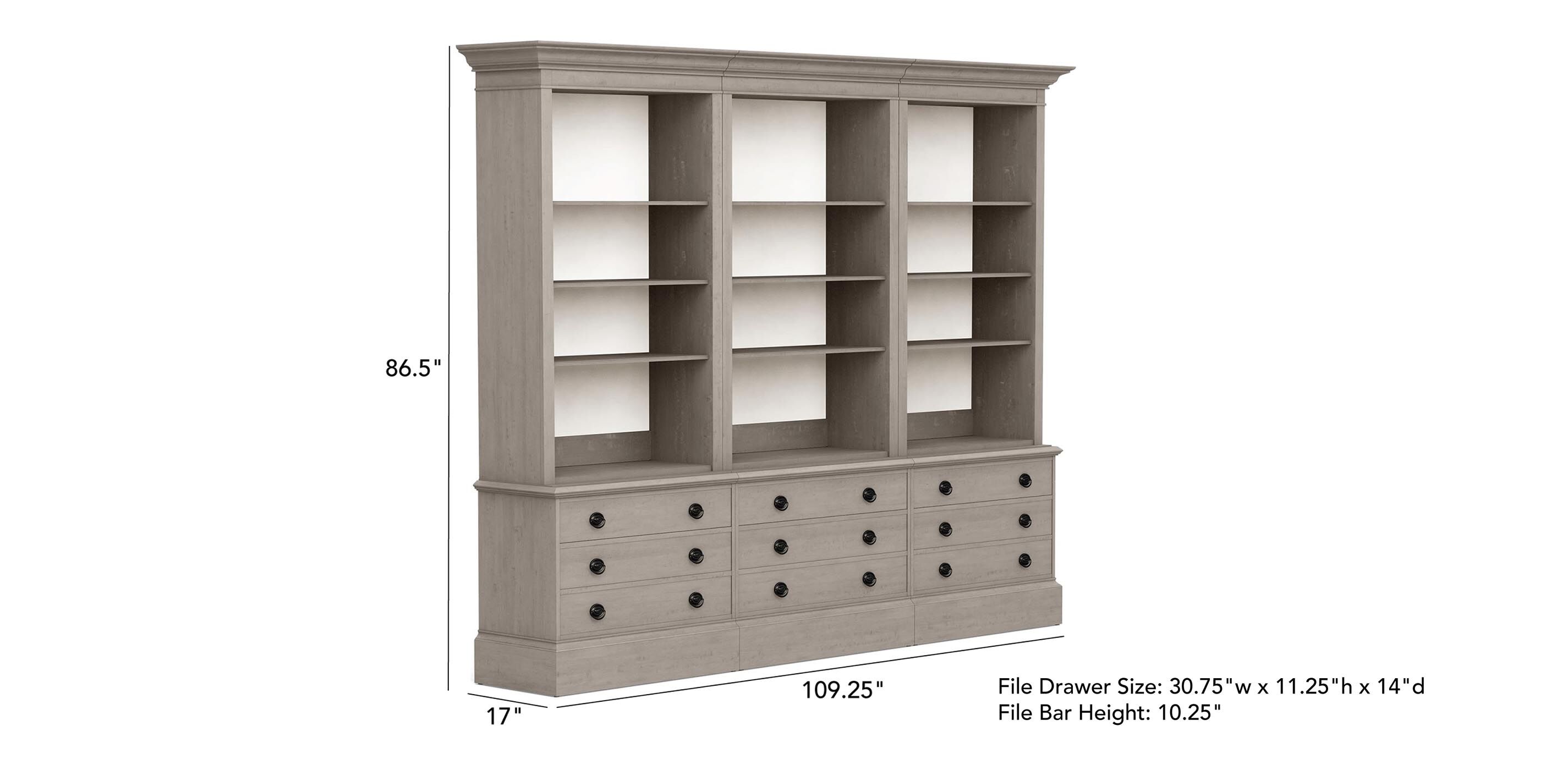 Villa Triple File Bookcase
