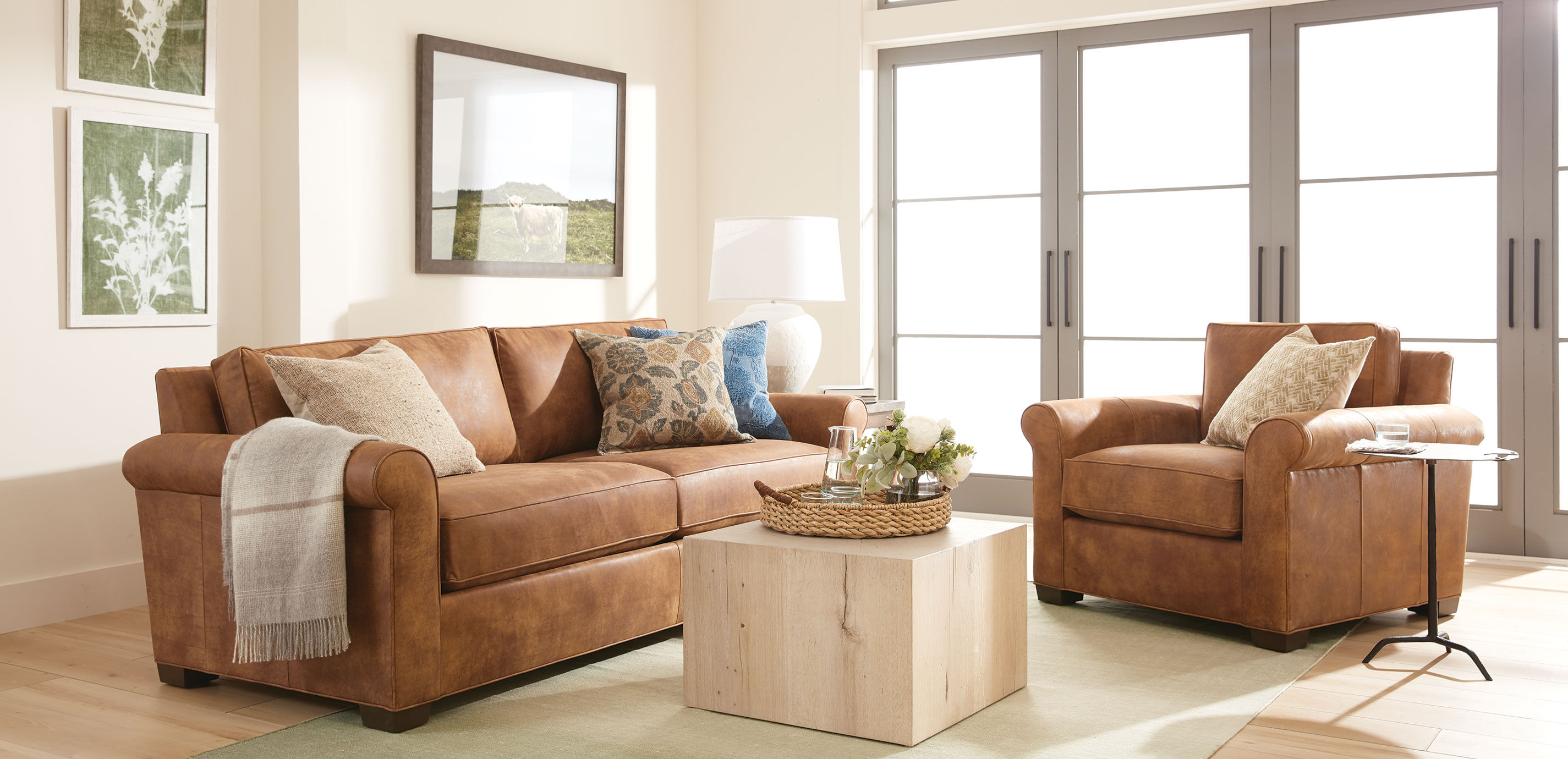 Spencer Roll-Arm Leather Chair - 24in Depth_2