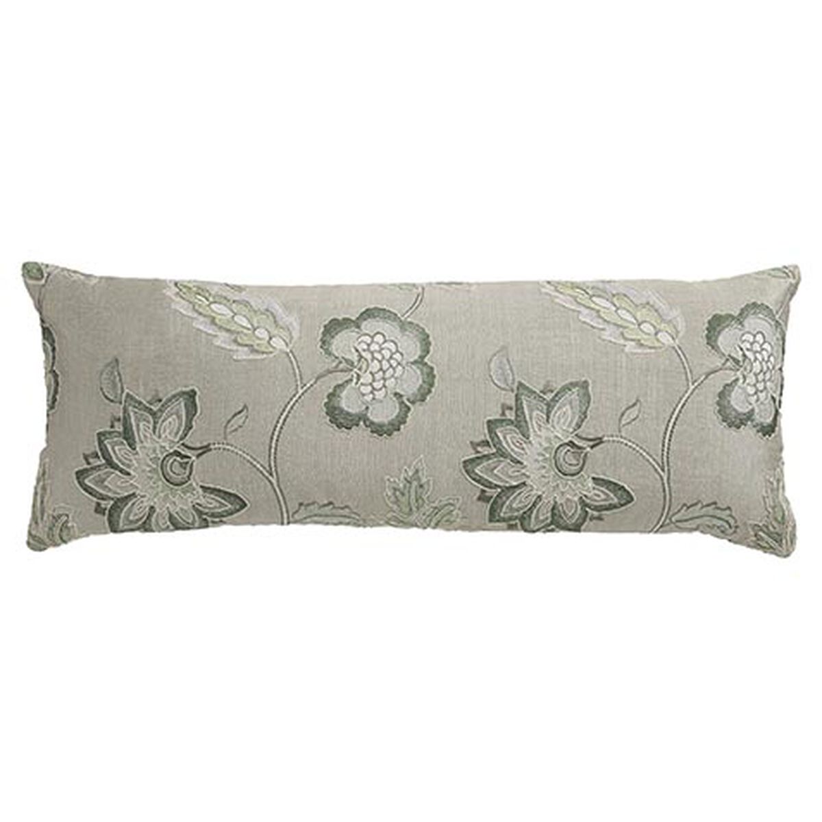 Silver Floral Embroidered Bolster Pillow