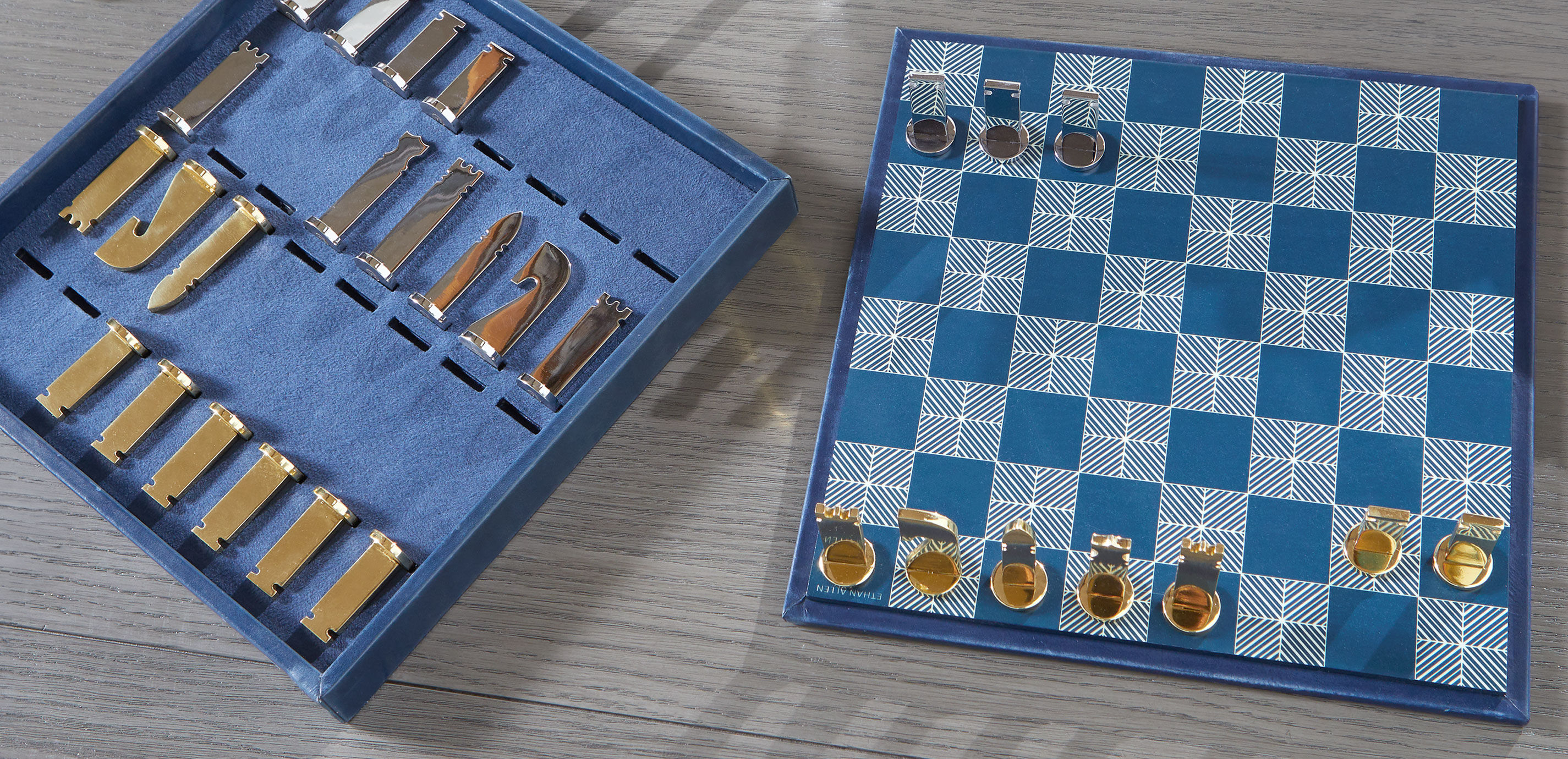 EA Guild Chess Set Chess Board Metal Chess Set Ethan Allen