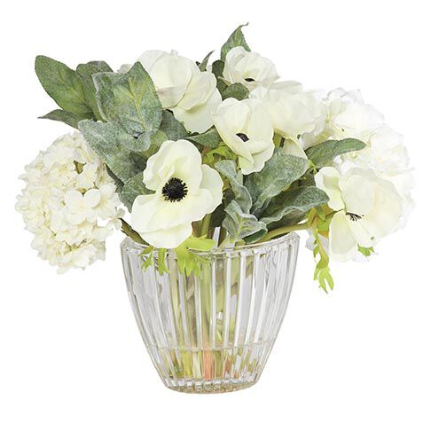 White Mixed Floral Centerpiece in Oval Vase image