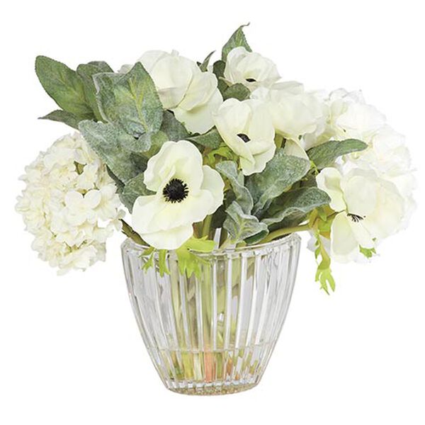 White Mixed Floral Centerpiece in Oval Vase
